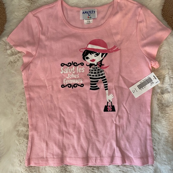 Other - NWT Girls Pink French Phrase Tee